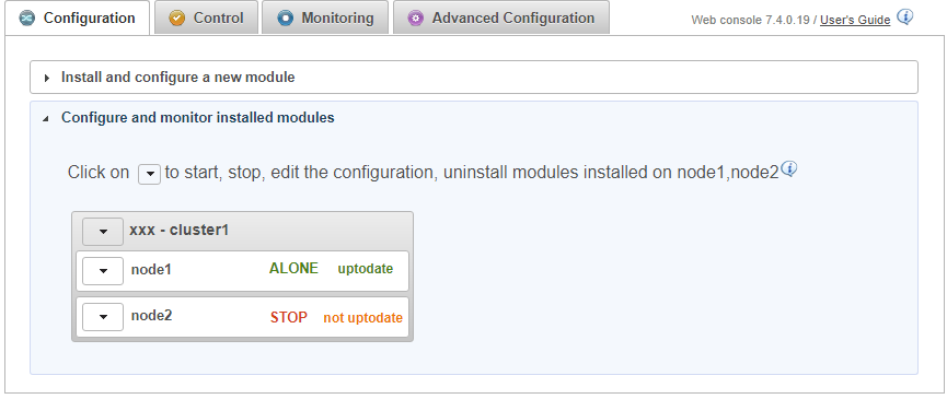 The first node starts as primary and becomes ALONE