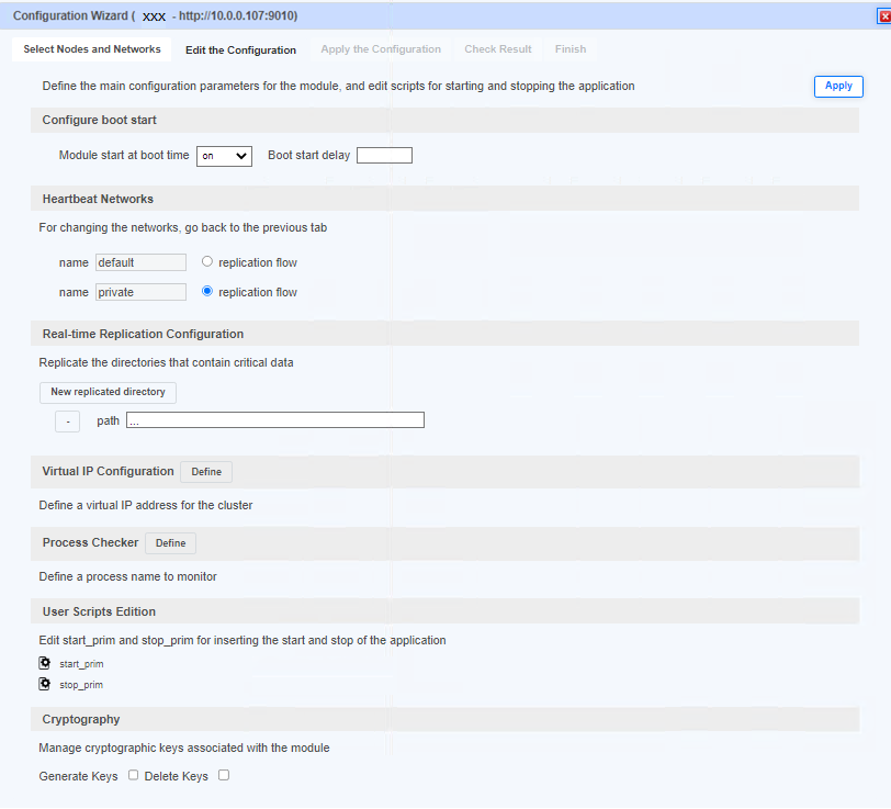 Enter the module settings