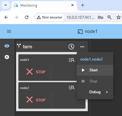 Start the cluster on both nodes