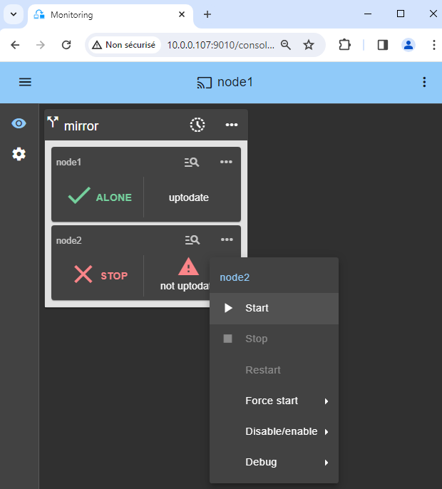 Start the Docker node 2