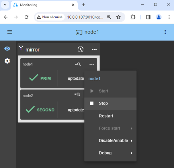 Stop the Docker module on the PRIM server