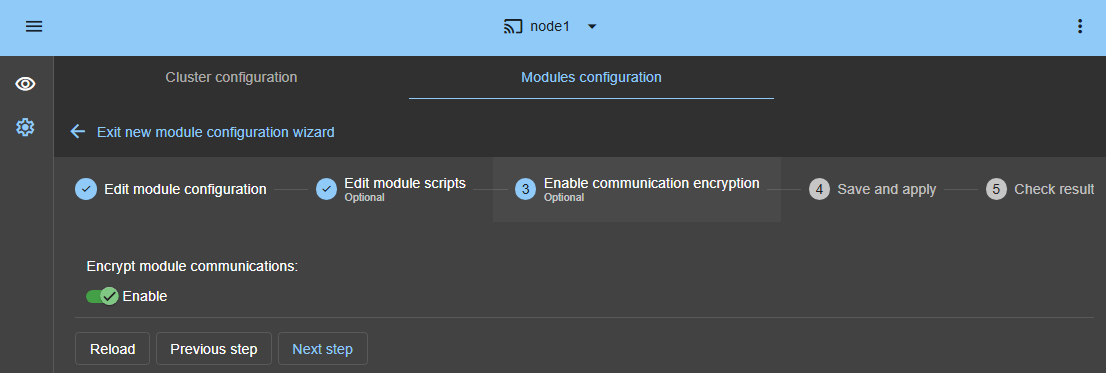 Communication encryption of the Docker module