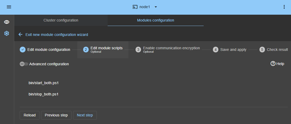 Enter the module settings