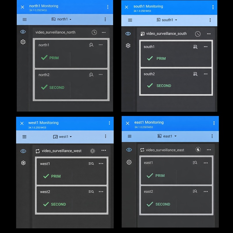 SafeKit Web Console: 4 clusters deployed on 8 servers.
