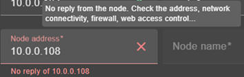 SafeKit web console image
Tooltip for connection issues in the cluster configuration wizard