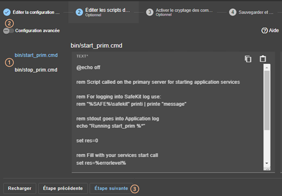 Image de la console web SafeKit
Éditer les scripts du module avec l'assistant de configuration du module