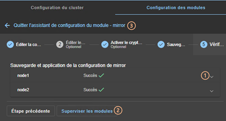 Image de la console web SafeKit
Vérifier le résultat de la configuration du module sur les nœuds en utilisant l'assistant de configuration du module